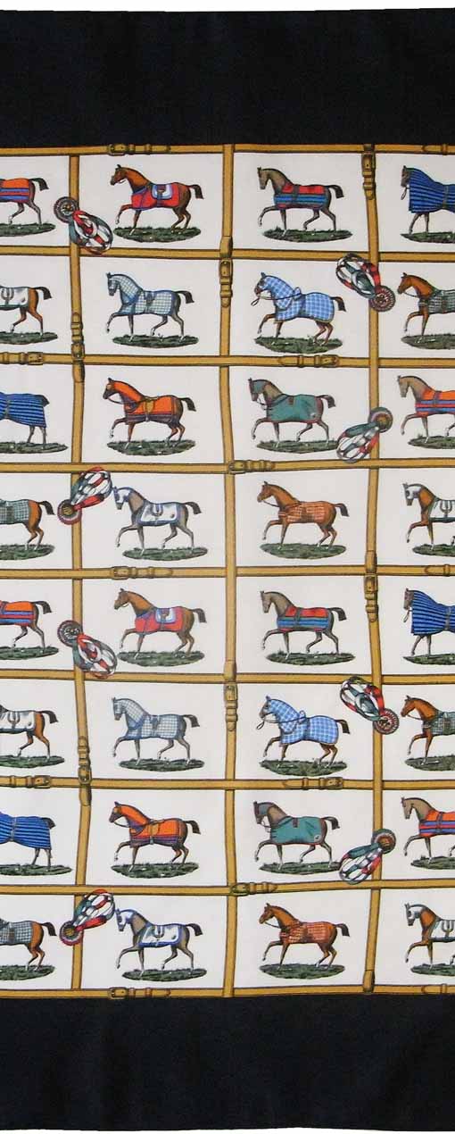 N.0007 パドックにいる48頭の馬/エルメス アンティークスカーフ