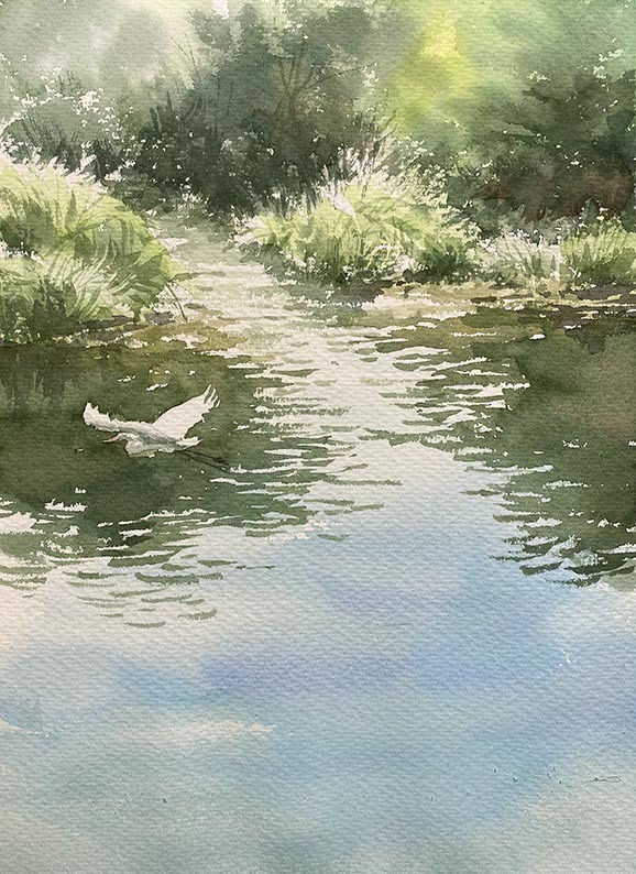 大岡川 地元です : 赤坂孝史の水彩画 AKASAKA TAKASHI watercolor