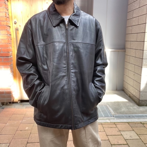 Eddie Bauer エディーバウアー レザージャケット 黒 XL-TALL ブラック