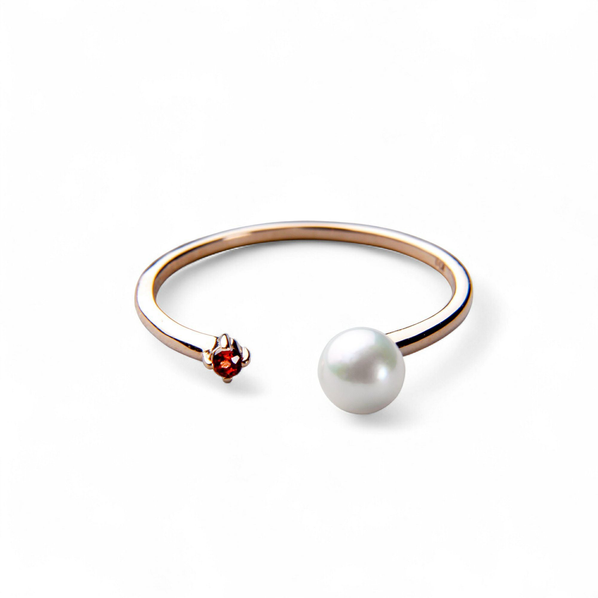 Felice あこや真珠 フォークリング4.5-5.0mm K10PG ガーネット