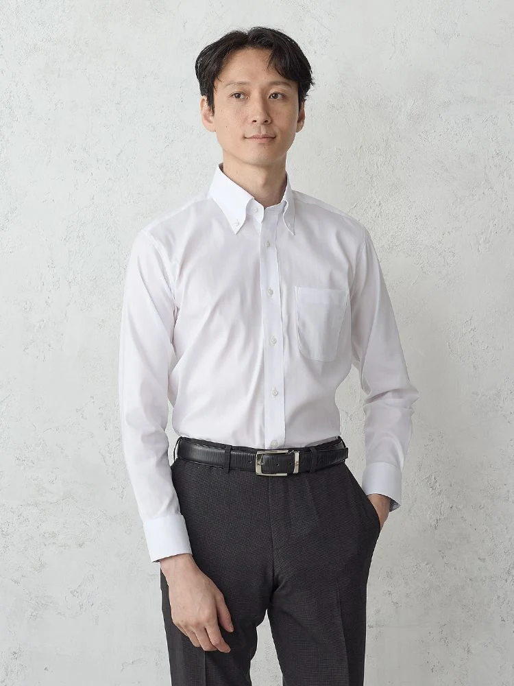 サックス 【ノンアイロン】長袖ワイシャツ【クラシコ】テックス