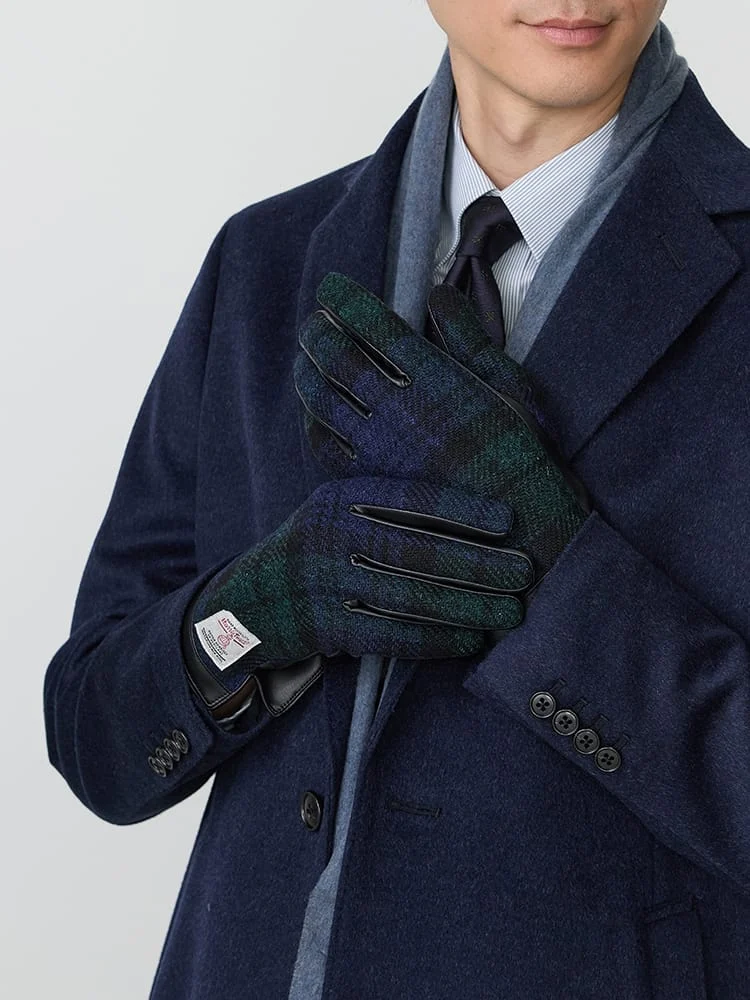 D．ブラウン 【HARRIS TWEED/ハリスツイード】ウールグローブ