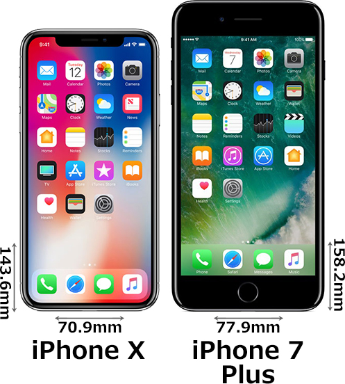 iPhone X」と「iPhone 7 Plus」の違い - フォトスク