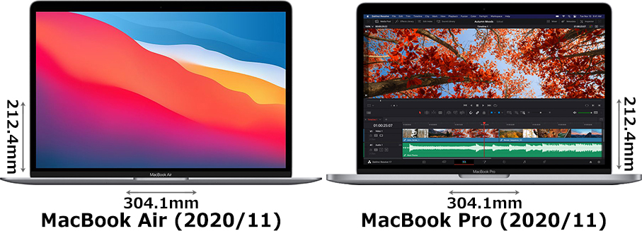 MacBook Air (M1、2020)」と「MacBook Pro (M1、2020)」の違い