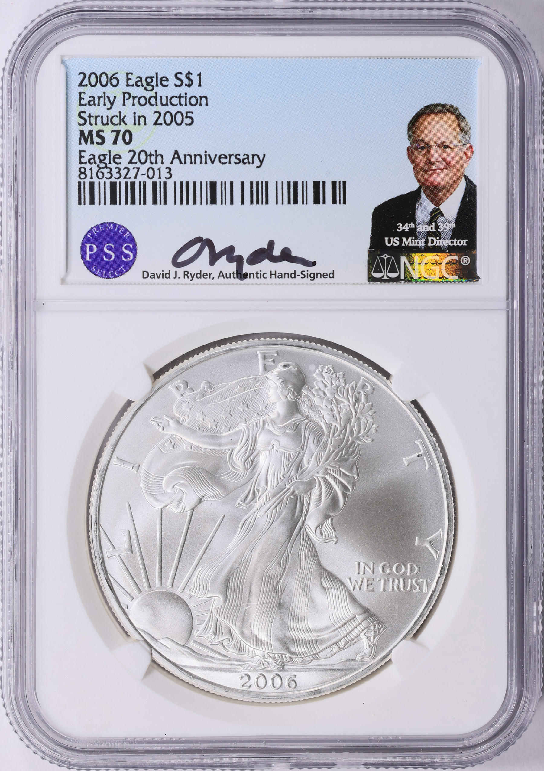 2006 $1 Silver Eagle 20th Anniversary Early Production Struck 2005