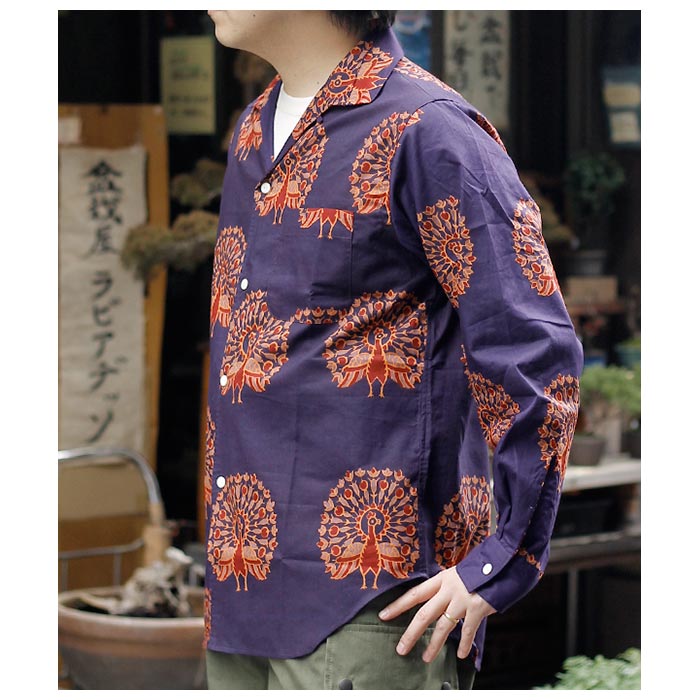 ニードルズ NEEDLES イタリアンカラー シャツ プリントコットン ローン