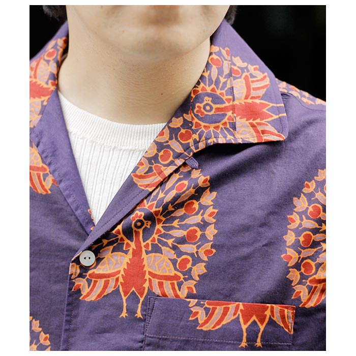 ニードルズ NEEDLES イタリアンカラー シャツ プリントコットン ローン