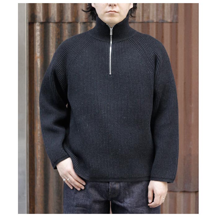 バトナー BATONER ハイツイスト カード ウール ラグラン ハーフジップ
