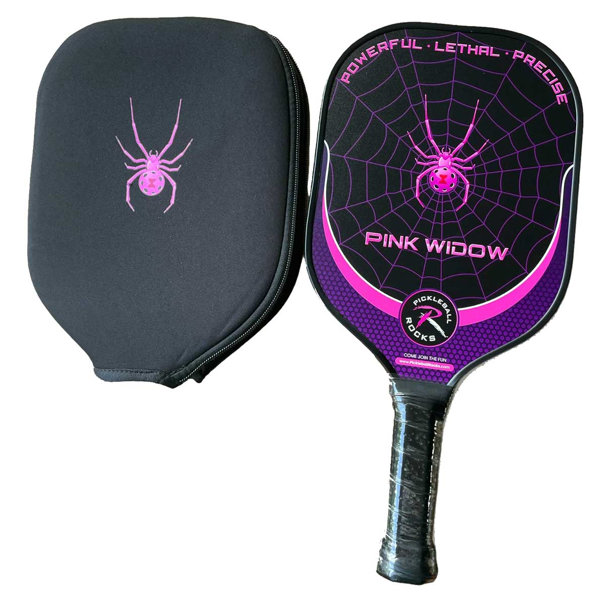 Pink Widow 16mm Carbon Fiber Paddle | Pickleball Rocks