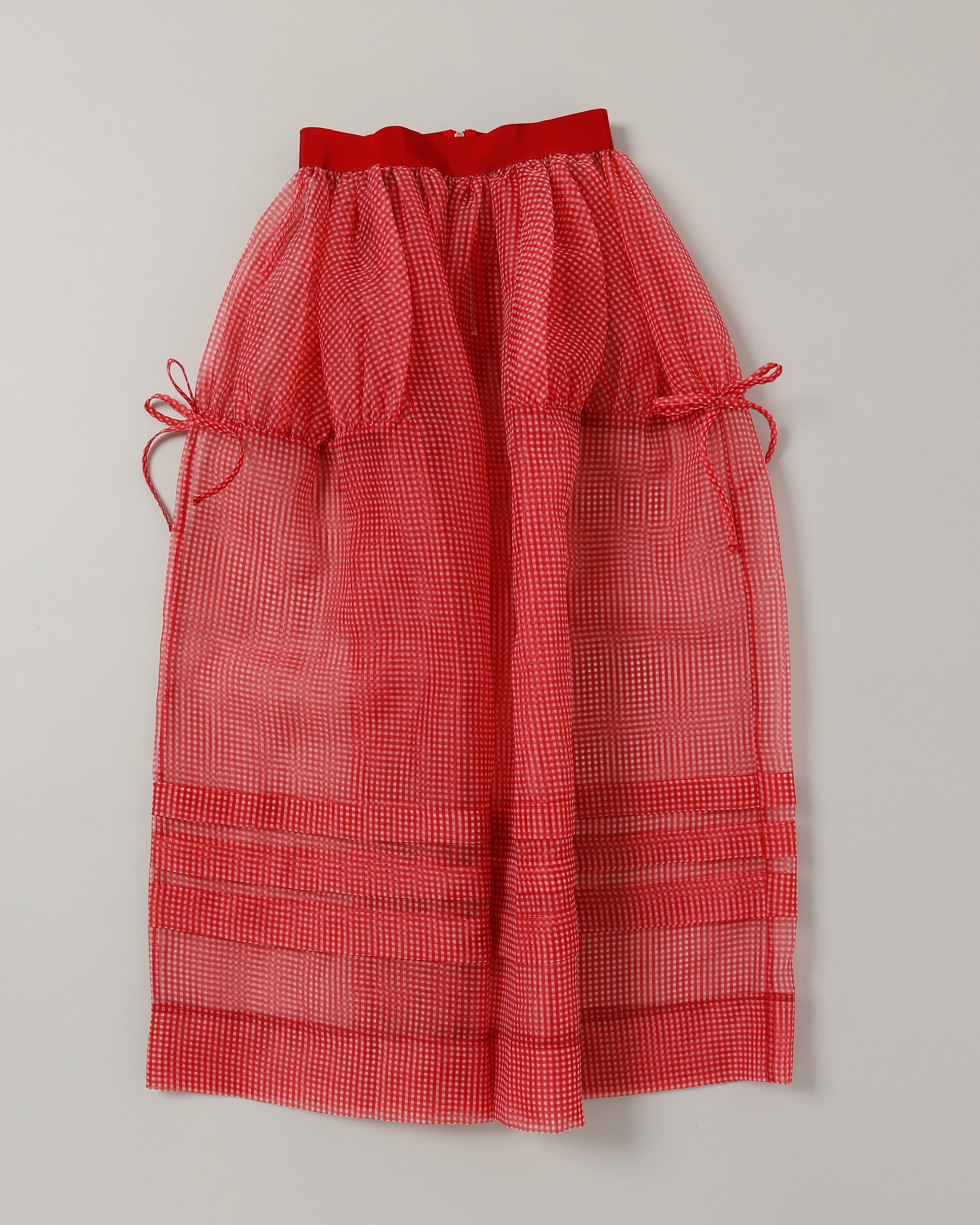 Gingham organza tuck skirt (green)