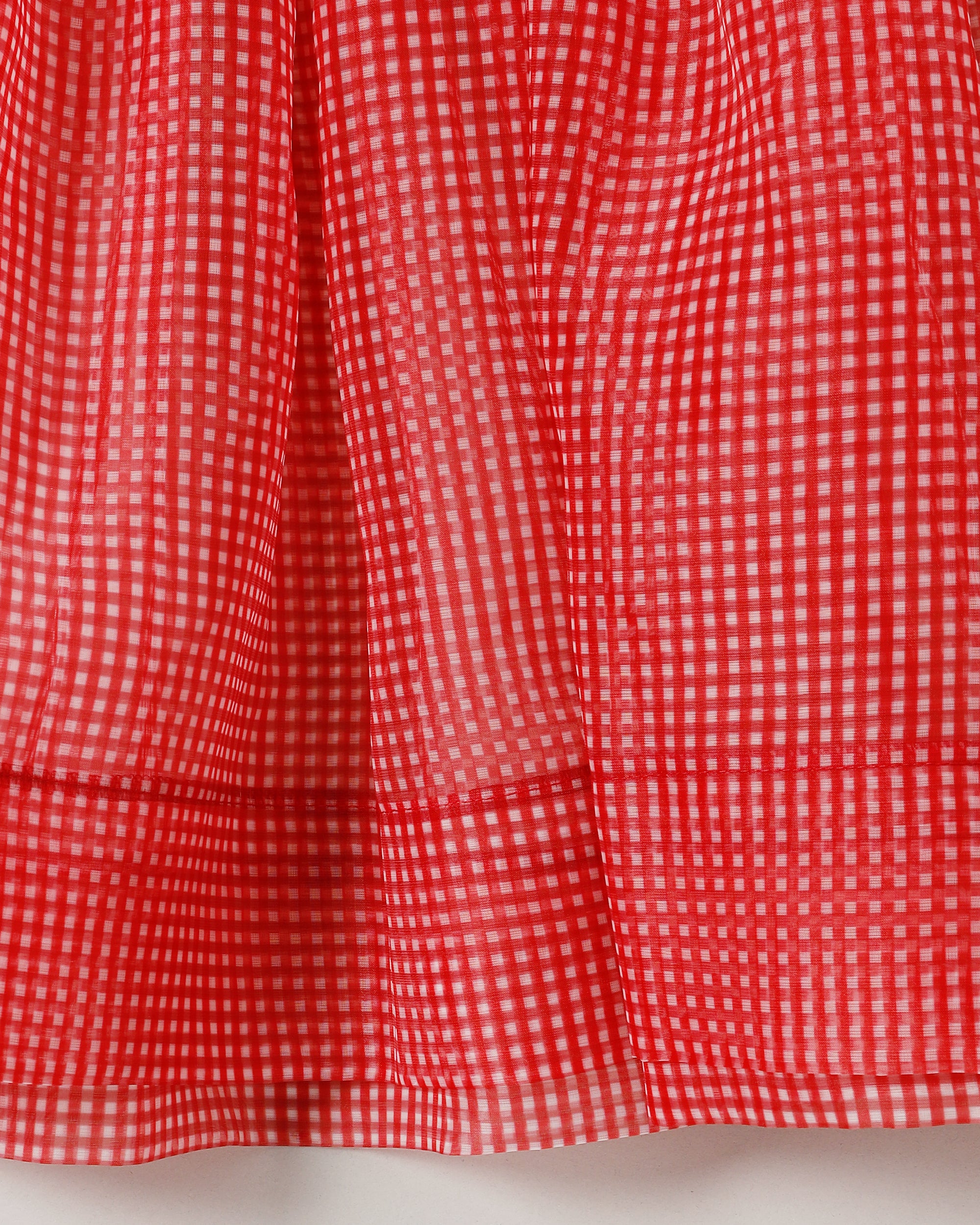 Gingham organza shirred tunic (red)