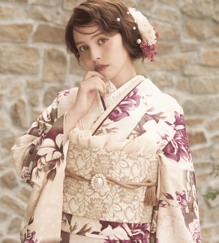 ネオンの孔雀の羽が美しいデザイナーズ振袖【Street＆Co.】 kimono