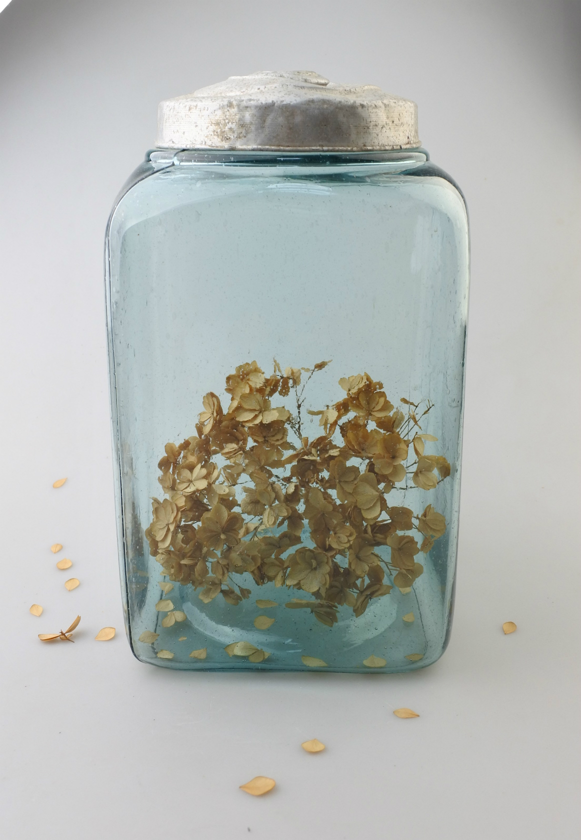 ビンテージ】気泡のたくさん入ったガラス海苔瓶・駄菓子瓶／昭和レトロ