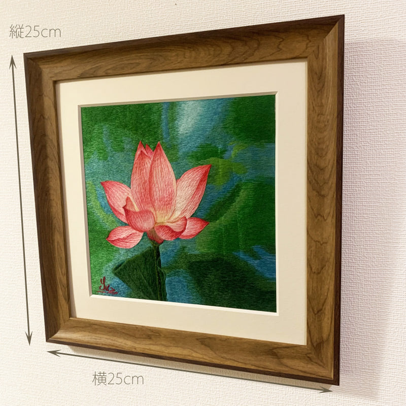 受注生産】ベトナム シルク刺繍絵 Mr. クオック・スー作品 蓮