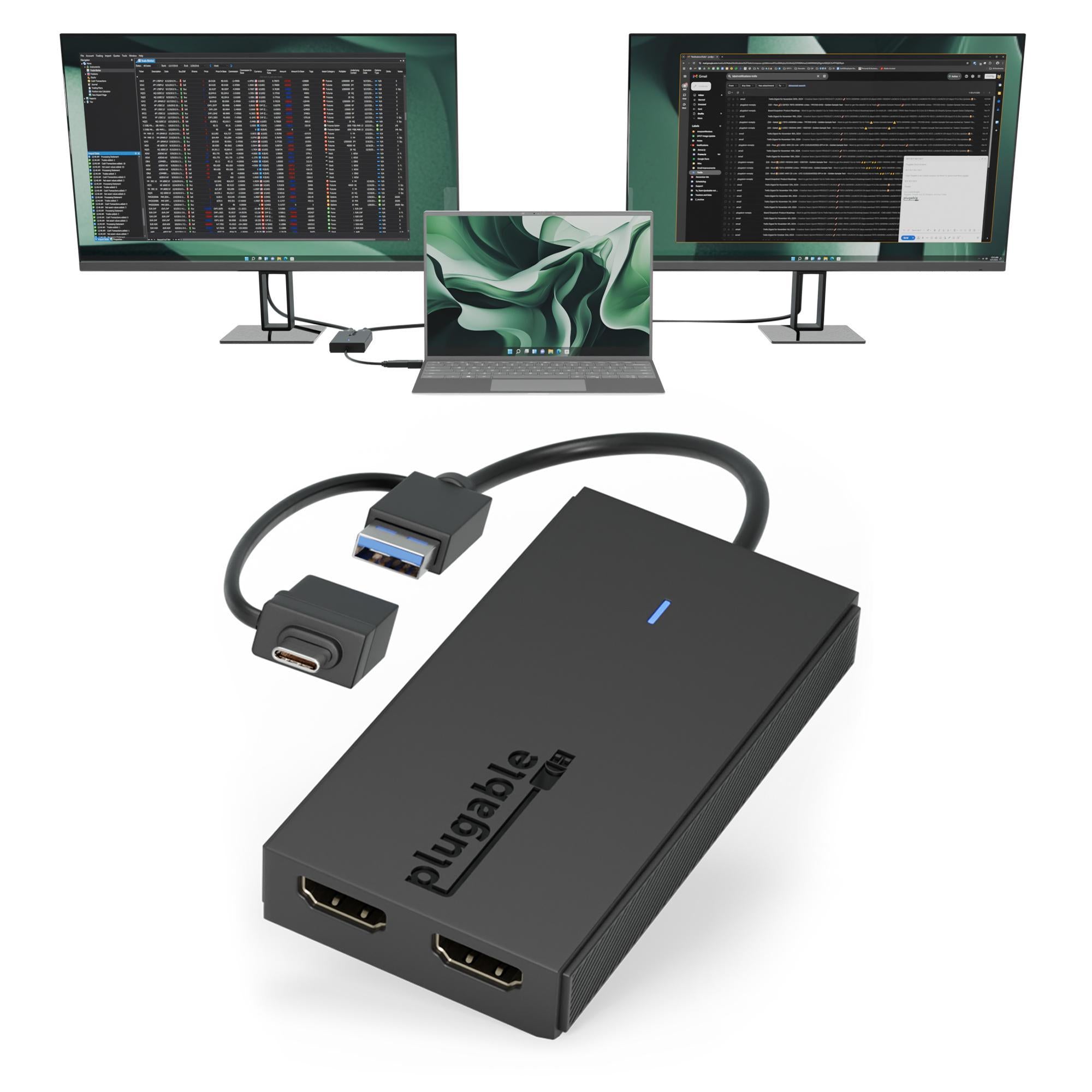 Plugable USB-C or USB 3.0 to Dual HDMI Adapter ~ Plugable Technologies