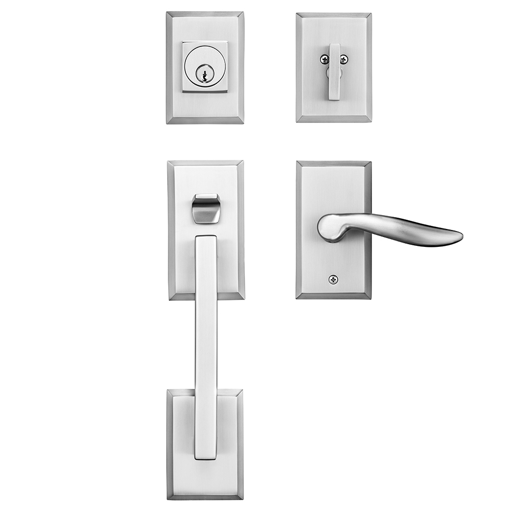 Zenia Entry Door Handleset with Delta Lever | Brushed Nickel