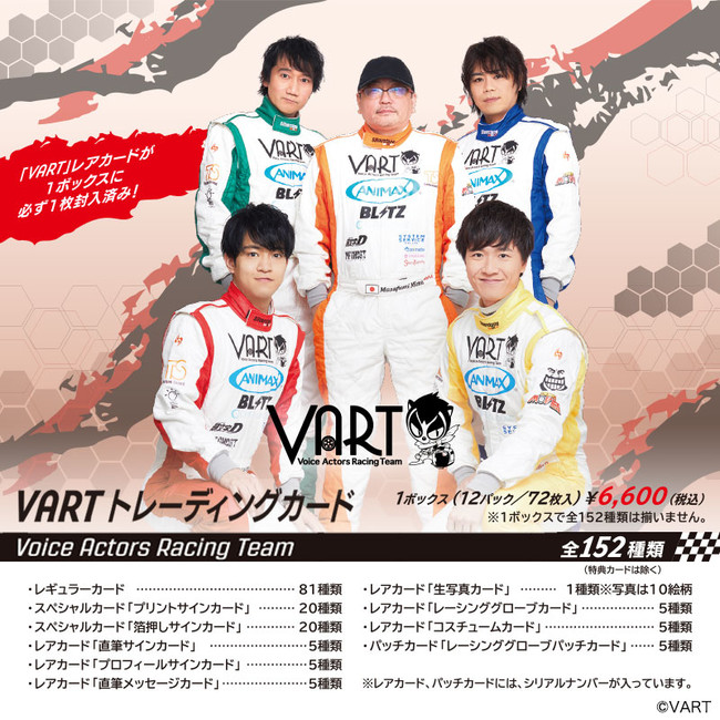 人気声優陣によるレーシングチーム『VART』より「トレーディングカード