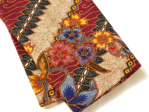 バティック プカロンガン bp0002・花柄レッドの花更紗 | ピュアラバリ