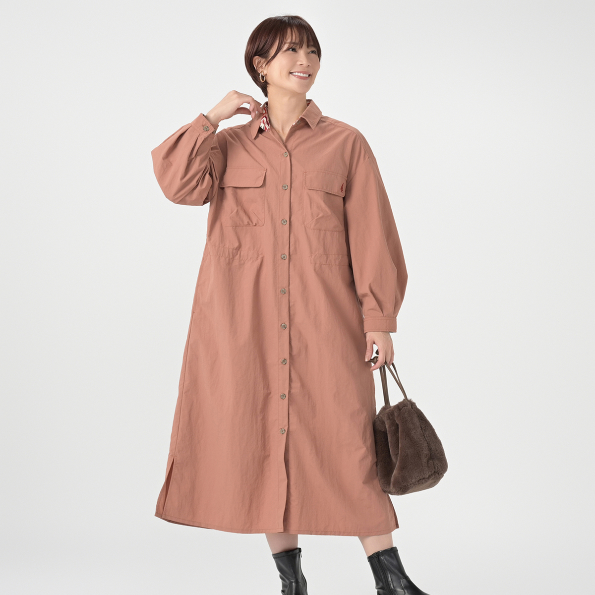 WOODS チェストポケット撥水コートワンピース ウッズ（WOODS) - QVC.jp