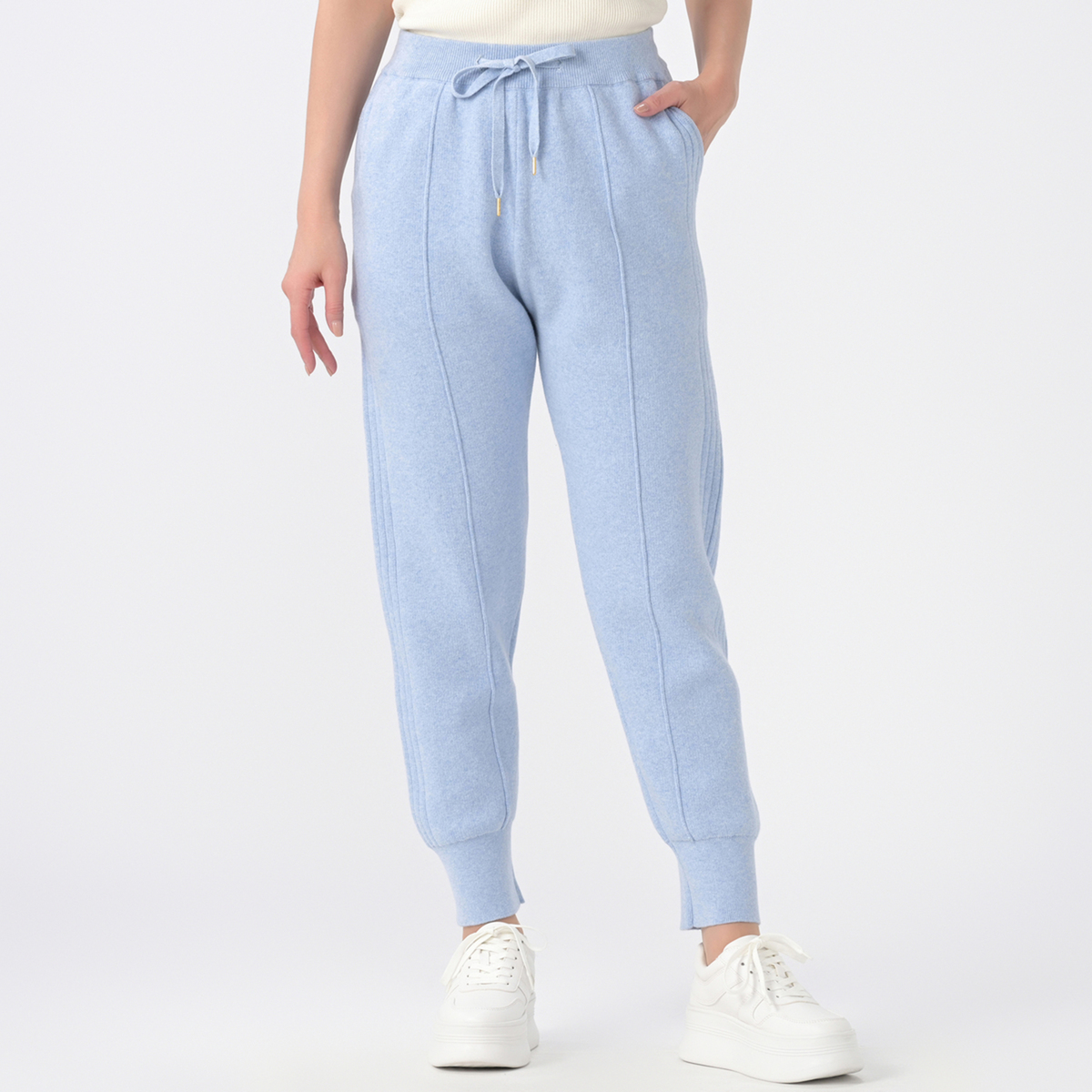 Anne Coquine コットンミックスニットロゴジョガーパンツ アンコキーヌ