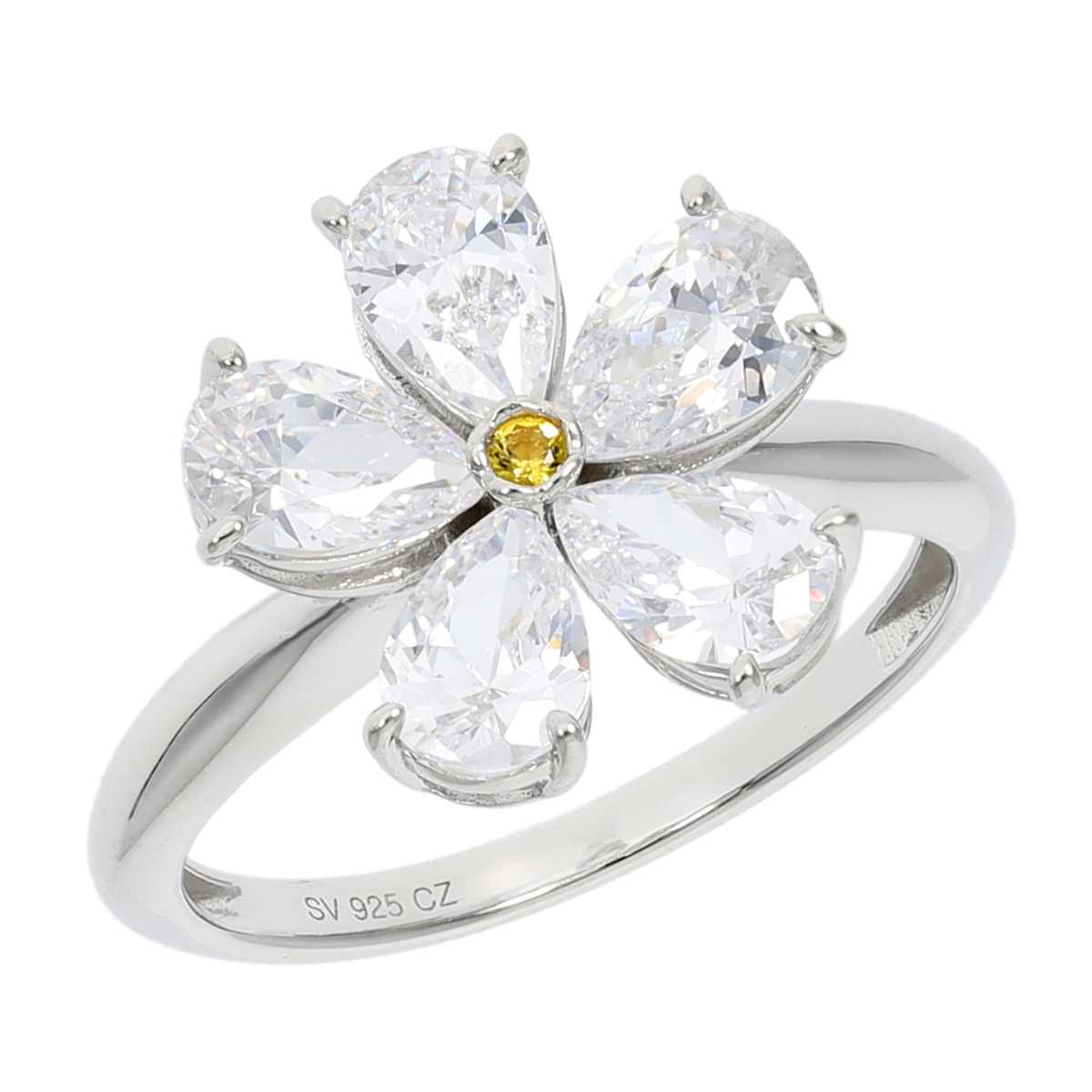 DIAMONIQUE SS エレガントフラワー リング計2.51ct ダイヤモニーク