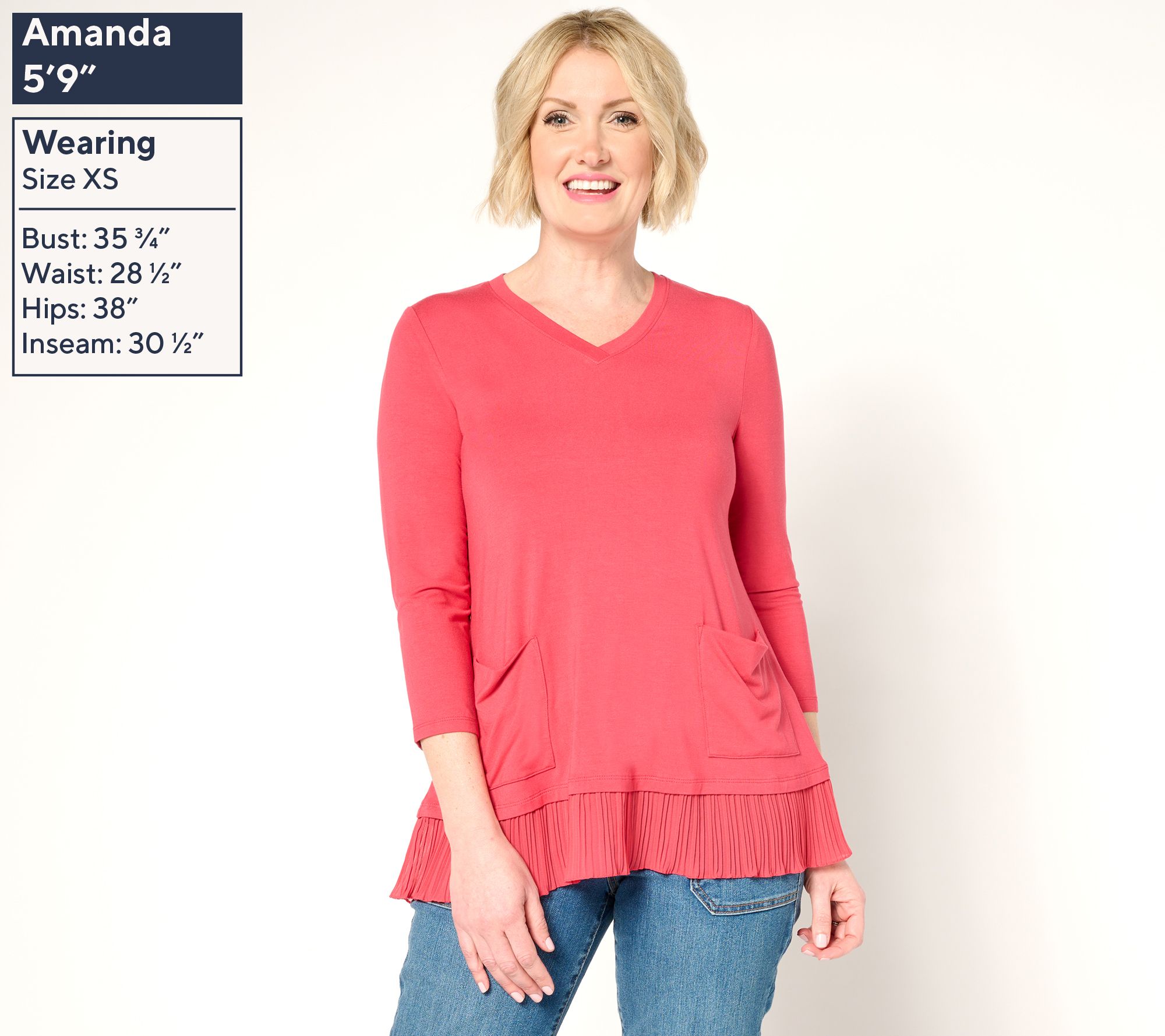 LOGO by Lori Goldstein Rayon 230 Top with Broomstick Hem - QVC.com