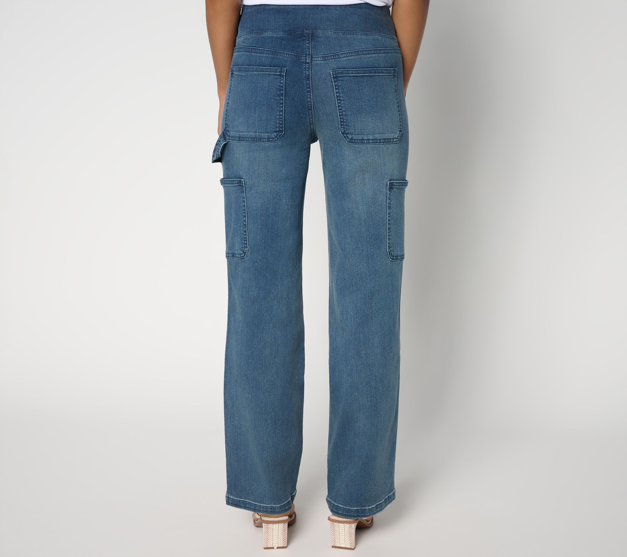 Belle by Kim Gravel Petite TripleLuxe Denim Pull On Carpenter Jean