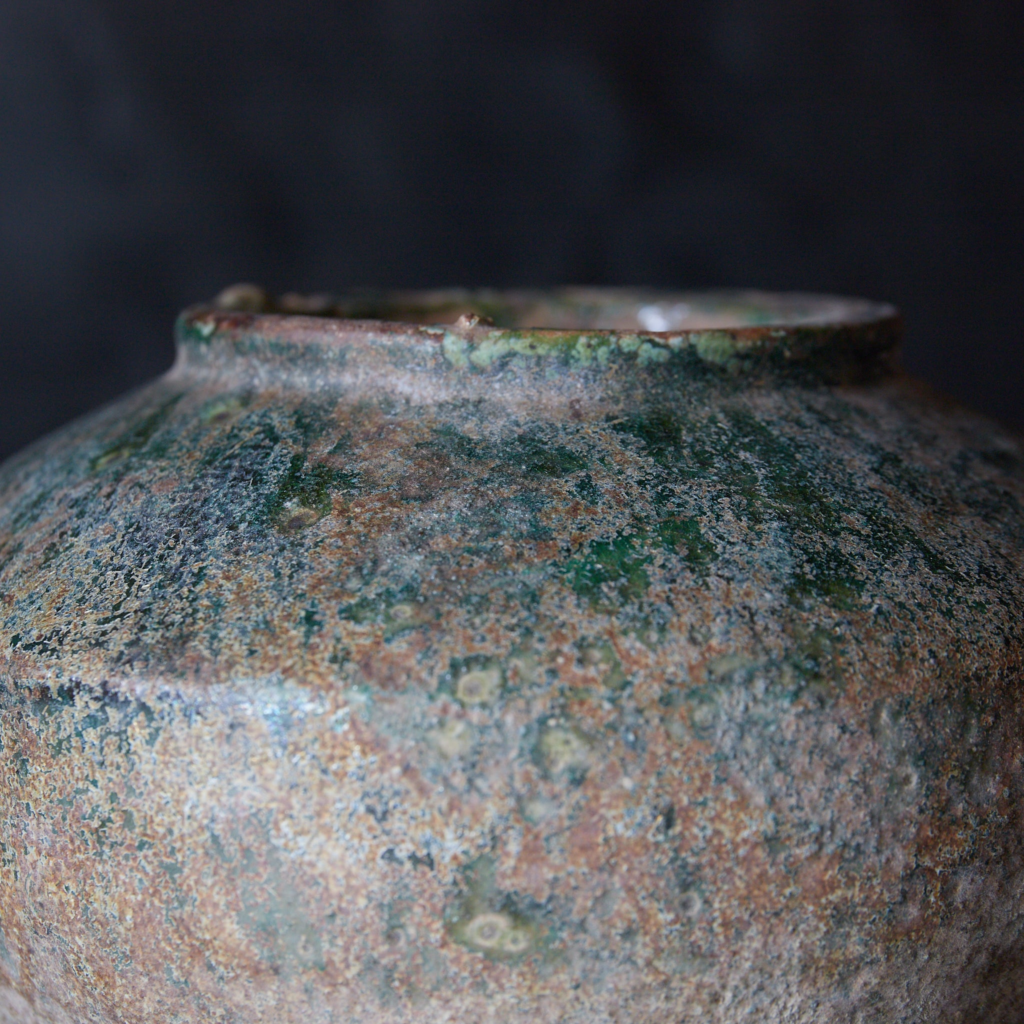 漢代 銀化緑釉小壷（206BCE–220CE） | 入蘆花（ロカニイル）