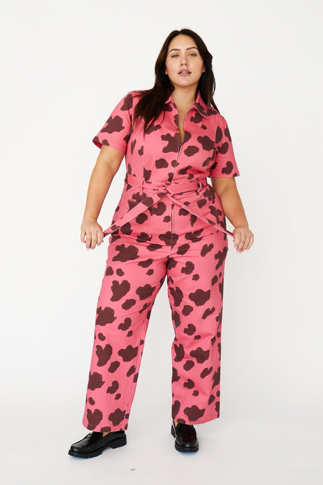 Pink Cow Print Jumpsuit - RachelAntonoff.com