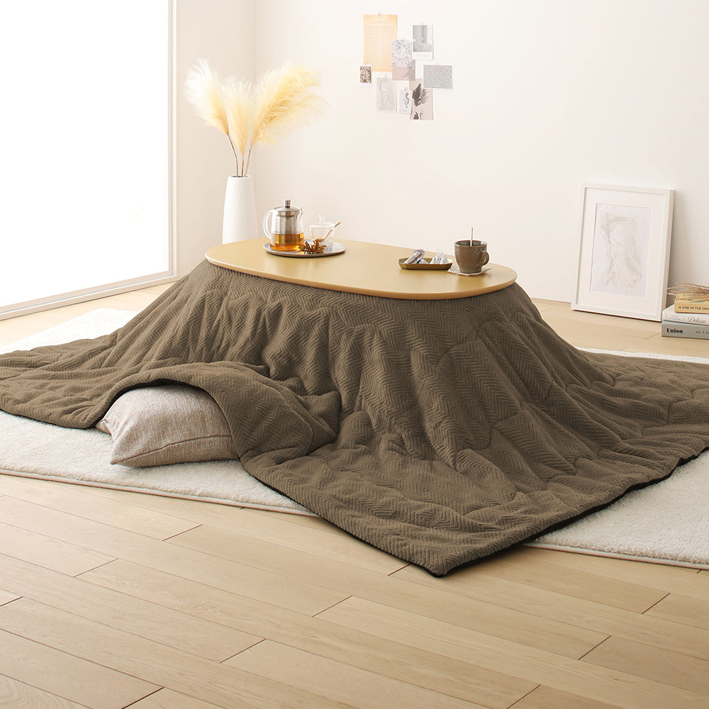 オーバル型 折りたたみ式 こたつ2点セット(こたつテーブル+掛け布団