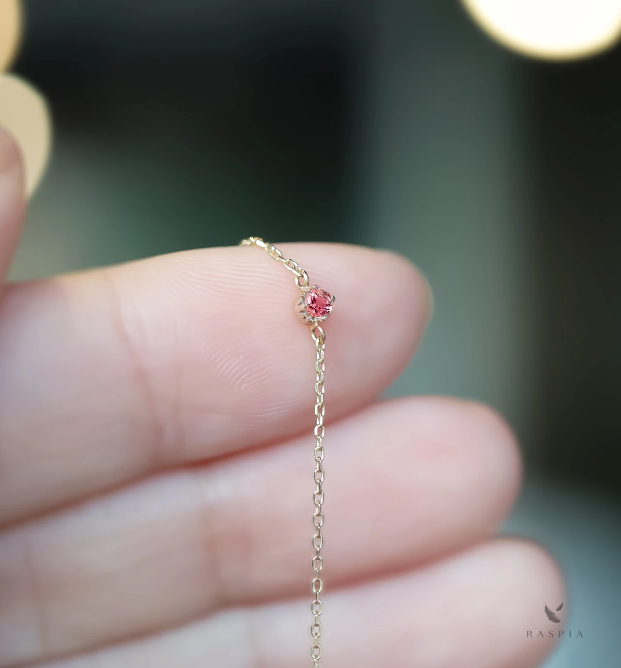 10月誕生石 K10 ピンクトルマリンの一粒ブレスレット ~Petela~ (K18