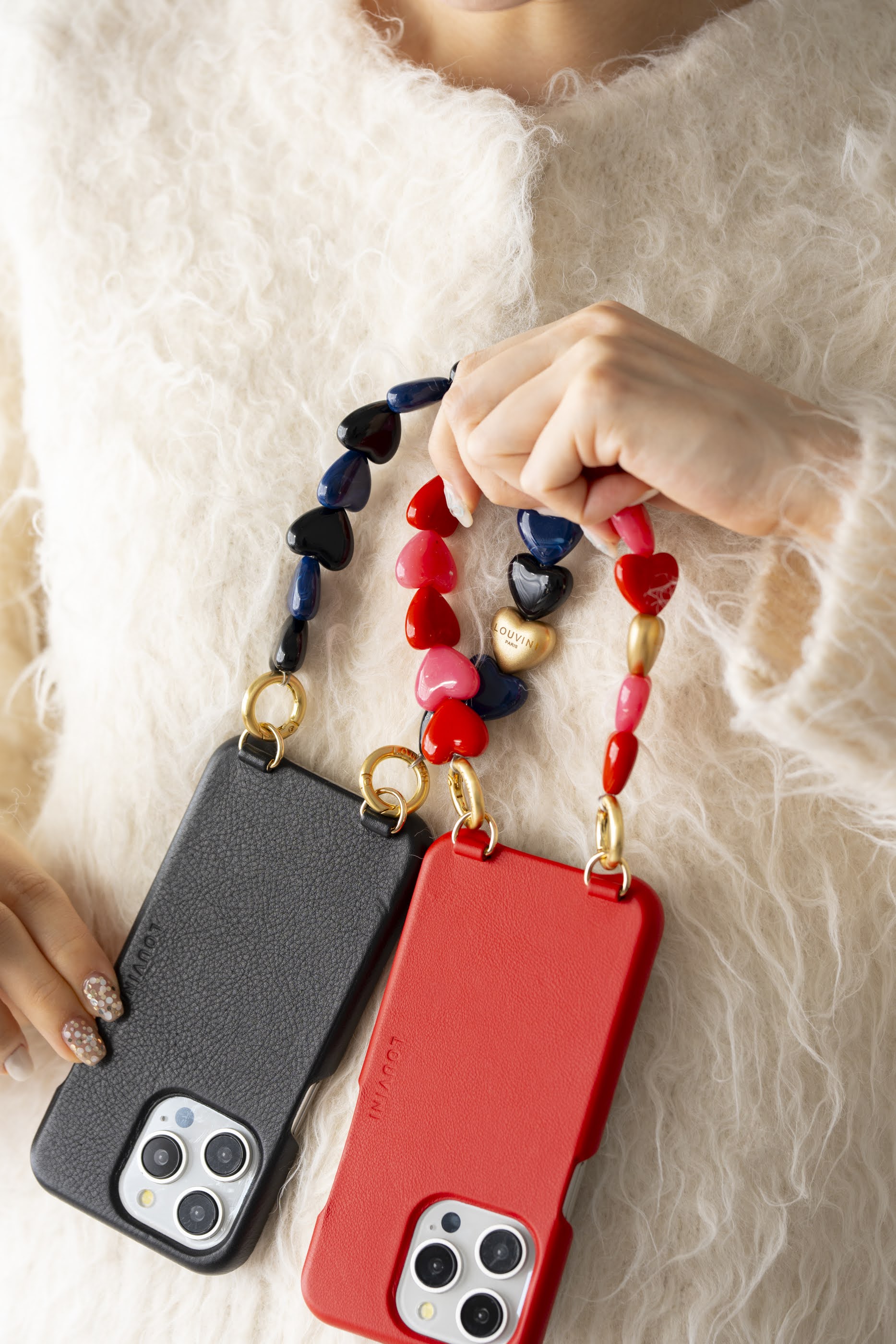 予約販売（3月上旬入荷予定）ハンドストラップ PETIT CUORE BLACK-NAVY