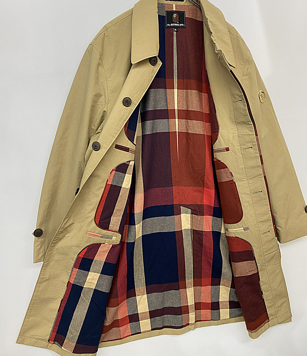 A BATHING APE 裏地チェックステンカラーコート メンズ SIZE XL ア