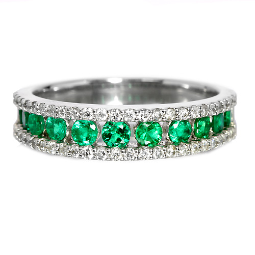 ブラジル産エメラルド 0.48ct ダイヤモンド プラチナ リング（指輪