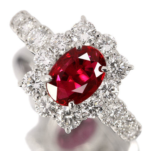 ルビー 約1ct ダイヤモンド 0.8ct プラチナ リング(指輪)【品質保証書