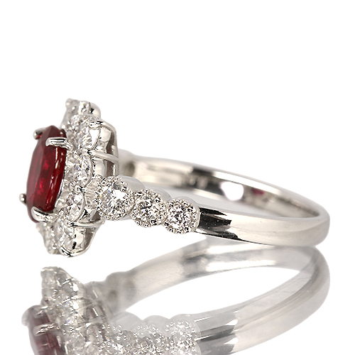 ルビー 約1ct ダイヤモンド 0.8ct プラチナ リング(指輪)【品質保証書