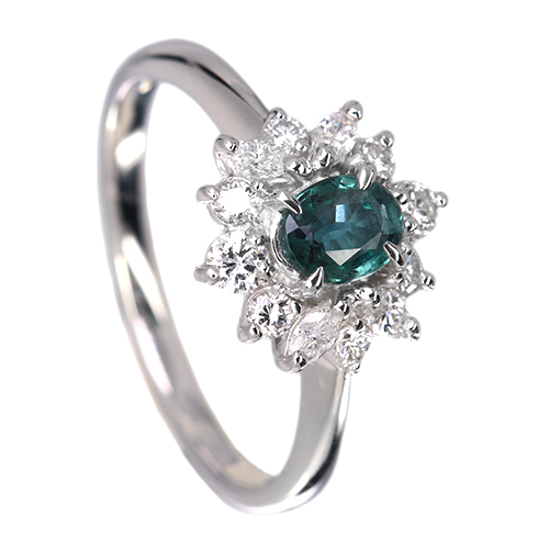 アレキサンドライト 0.4ct ダイヤモンド 0.3ct プラチナ リング(指輪