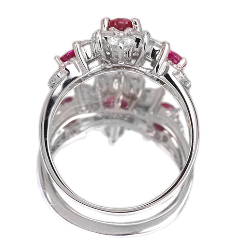 ルビー 約1.1ct ダイヤモンド 0.8ct プラチナ リング(指輪)【品質