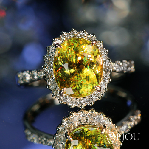 スフェーン 3.6ct ダイヤモンド 0.4ct プラチナ リング(指輪)【品質