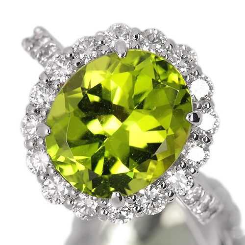 ペリドット 5.5ct ダイヤモンド 約1ct プラチナ リング(指輪)【品質
