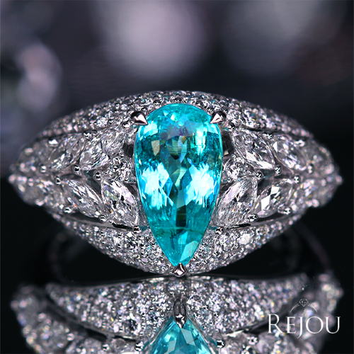 パライバトルマリン 約2.4ct ダイヤモンド 約2ct プラチナ リング(指輪
