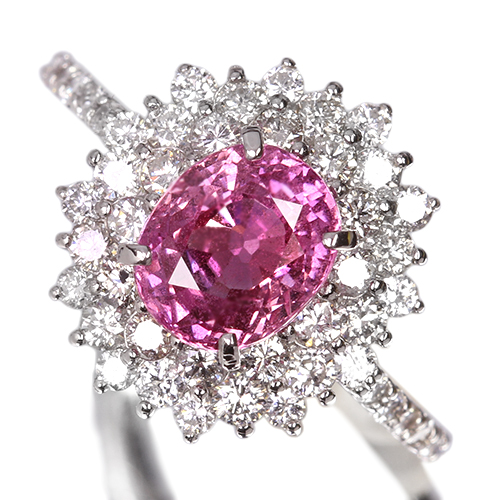 ピンクサファイア 約2ct ダイヤモンド 約1ct プラチナ リング(指輪