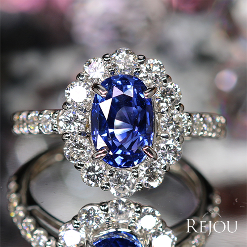 スリランカ産非加熱ブルーサファイア 3.0ct ダイヤモンド 1.2ct