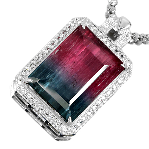 バイカラートルマリン 24.8ct ダイヤモンド ホワイトゴールド