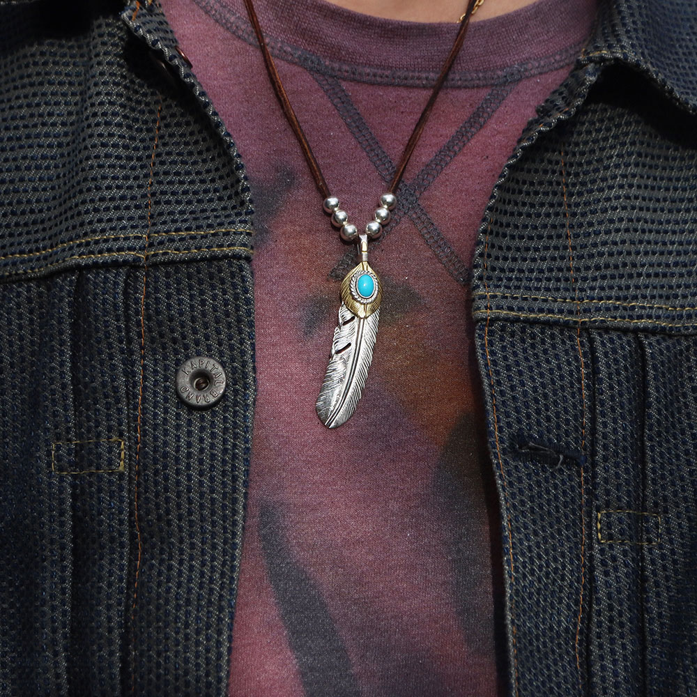 TADY&KING[ORDER ITEM]特大ハートK18フェザー銀縄ターコイズ 特注