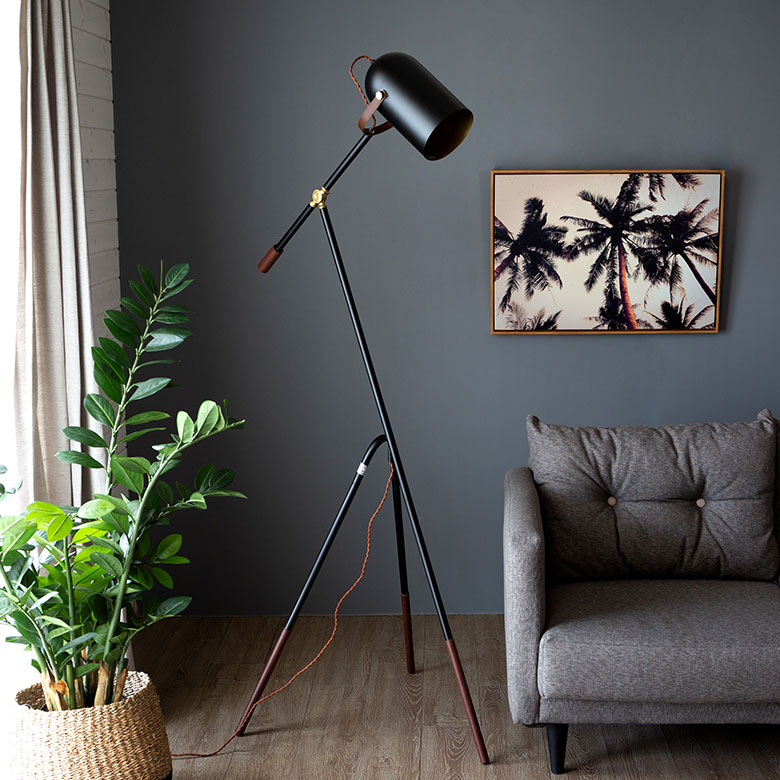 フロアライト スタンドライト 高さ調節 電球付き W 65 × D 57 × H