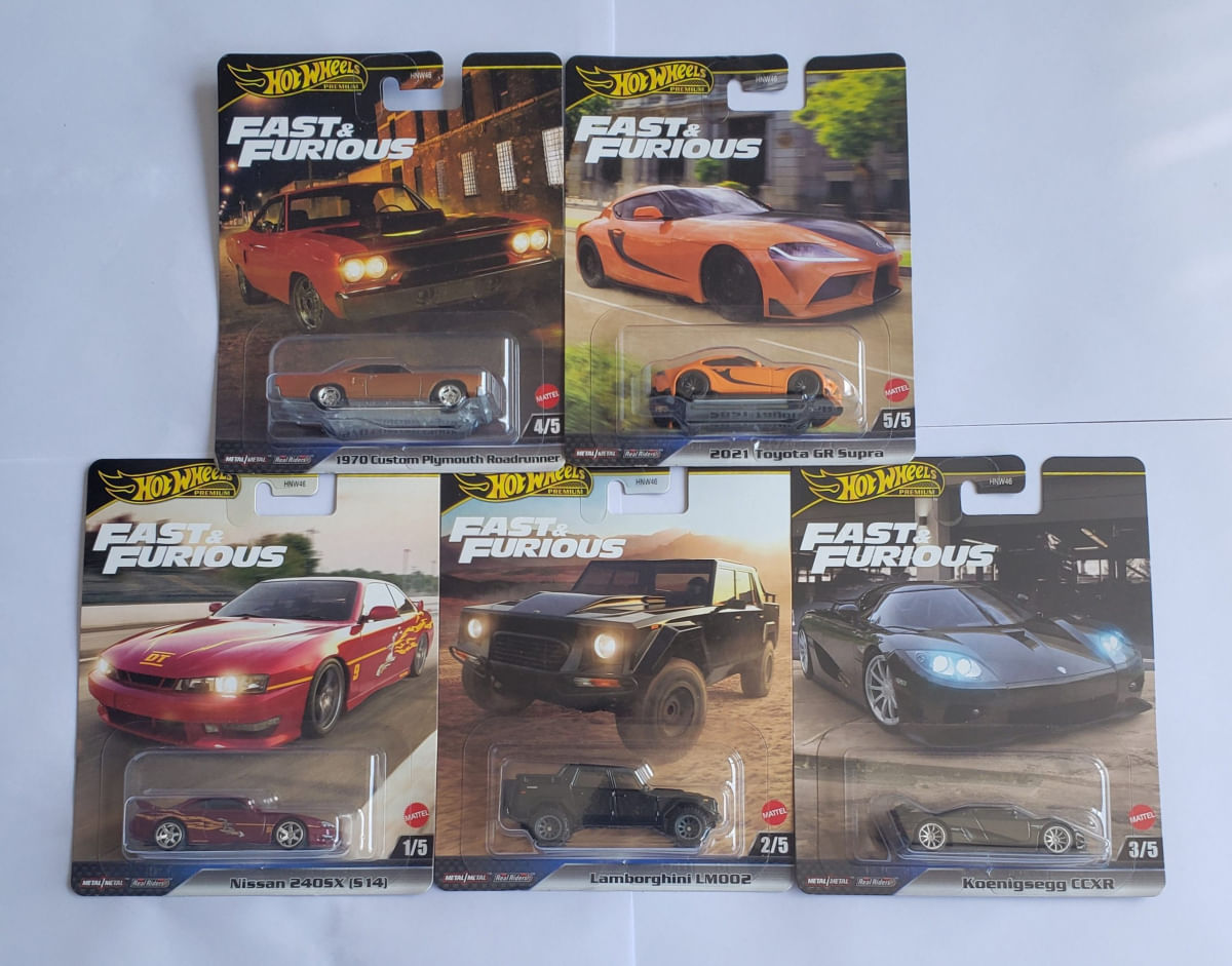 Hot Wheels Fast & Furious - Set Completo (5 miniaturas Velozes e