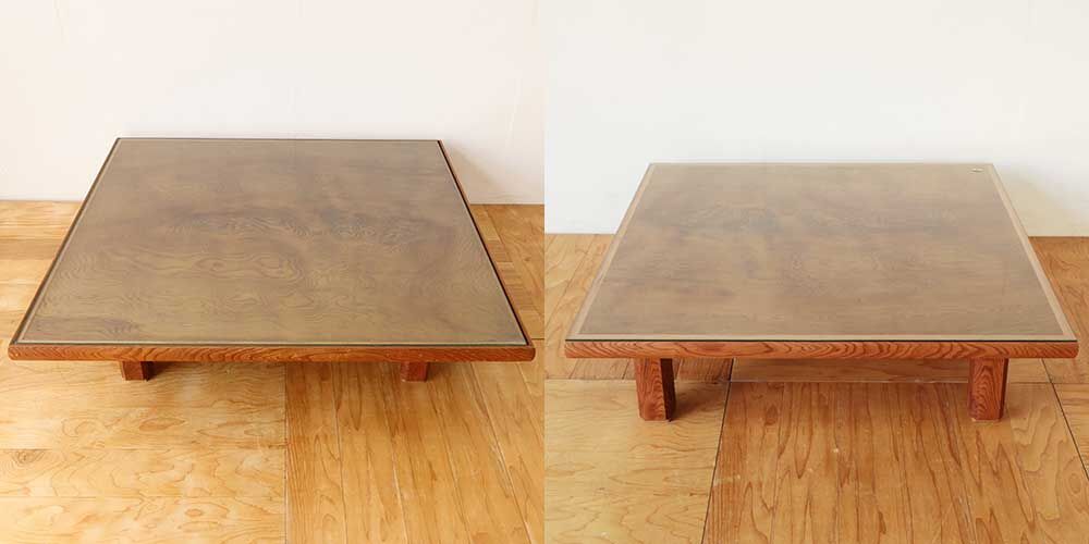 R0768:ガラス天板付き屋久杉座卓をリサイズしガラスは薄く軽量化