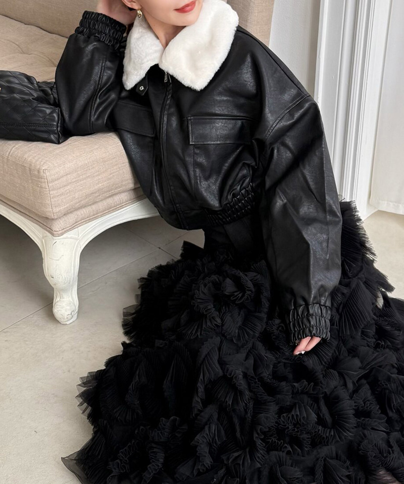 フェイクビンテージレザー2wayショートジャケット｜ROYAL PARTY