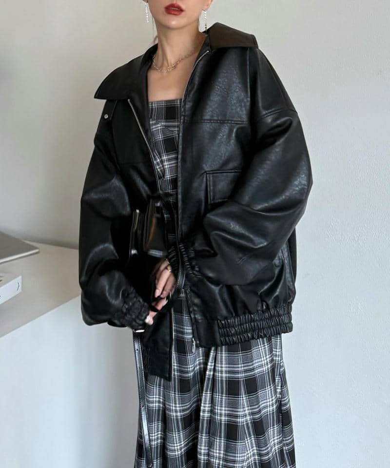 フェイクビンテージレザー2wayジャケット｜ROYAL PARTY ロイヤル